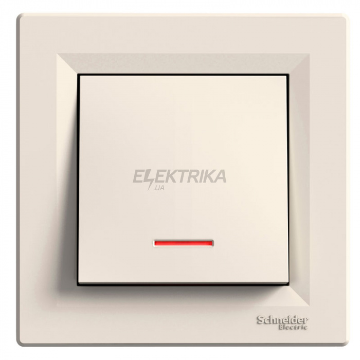 Вимикач кнопковий Schneider Electric Asfora з підсвічуванням кремовий (EPH1600323)