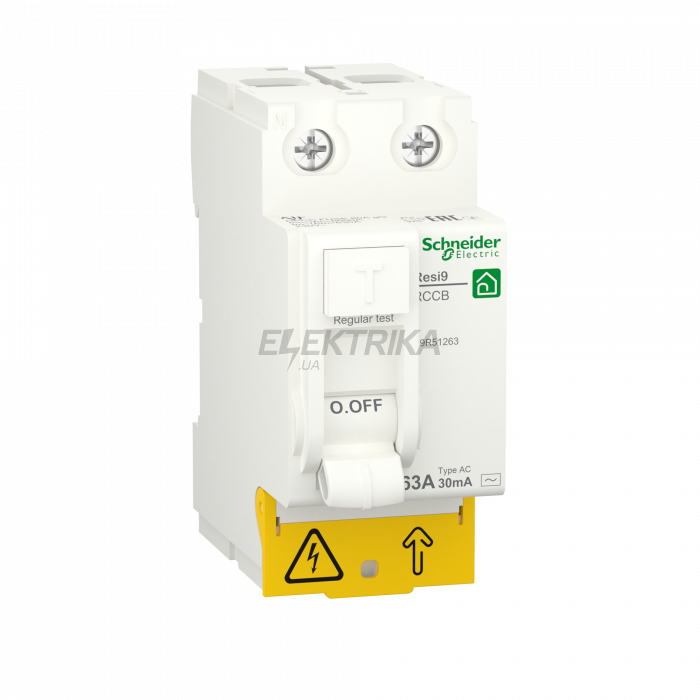 Вимикач диференціального струму Schneider Electric RESI9 2P 63A 30mA АС R9R51263