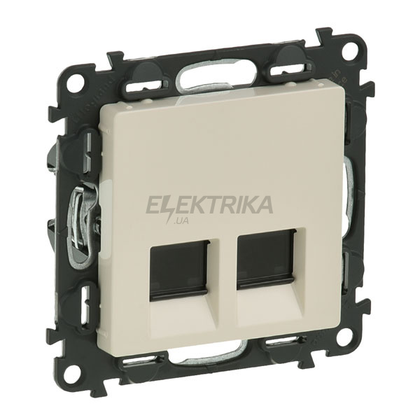 Розетка подвійна RJ45 Кат.5е UTP, слонова кістка, Valena LIFE