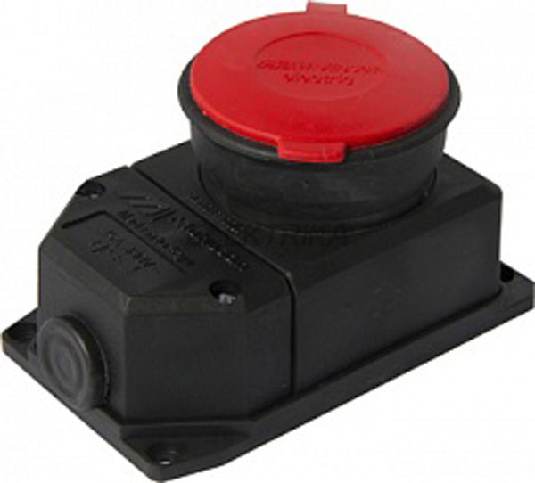 Силова розетка стаціонарна із захисною кришкою каучукова e.socket.rubber.315.25, 4п., 25А