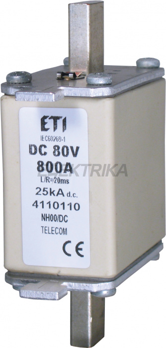 Плавка вставка запобіжник ETI NH00/K 800A/80V DC 004110105