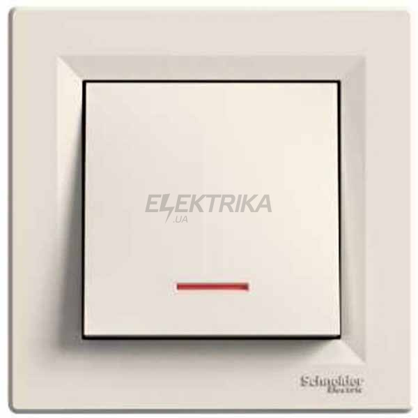 Вимикач одноклавішний Schneider Electric Asfora з підсвічуванням кремовий (EPH1400123)