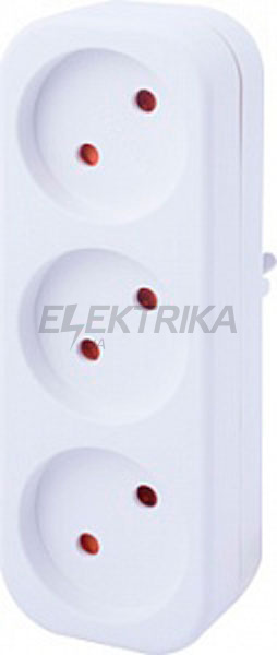 Колодка e.socket.003.10.2 побутова, 3 гнізда, 2P, 10О, без заземлення
