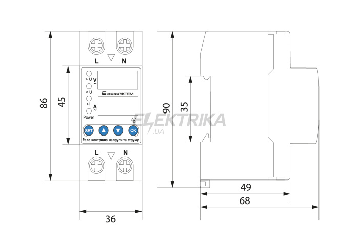Реле контролю напруги та струму RKV 2P 40A (A0010230001)