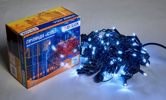 Гірлянда зовнішня DELUX ICICLE 108LED 2x1m 27 білий/чорний IP44 EN (90012940)