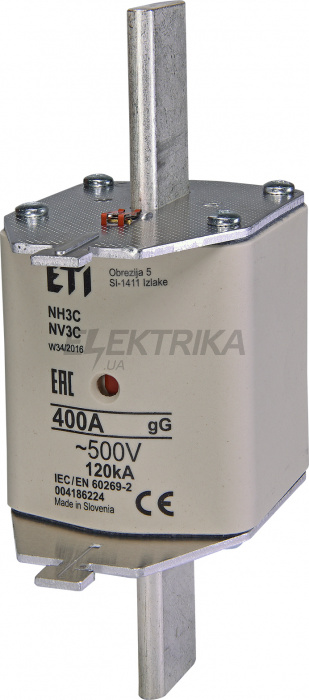 Плавка вставка запобіжник ETI NH3C gG 400A/500V 004186224
