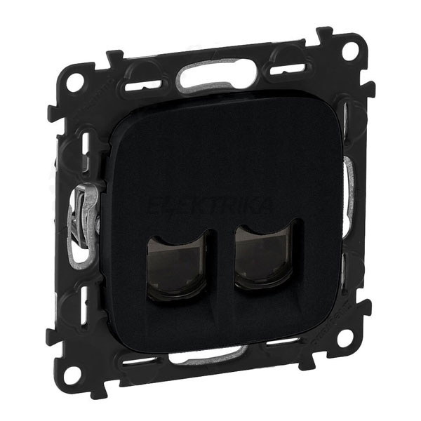 Розетка подвійна RJ45 Кат.6 UTP, антрацит, Valena ALLURE