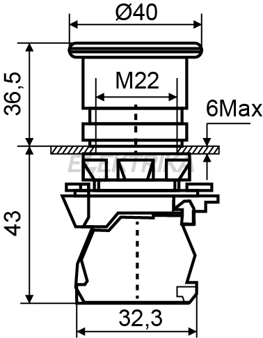 Кнопка "грибок" "Стоп" АСКО-УКРЕМ TB5-AC42 (d 40 мм) червоний (A0140010168)
