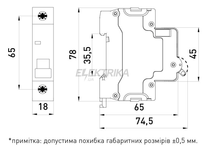 Модульний автоматичний вимикач e.mcb.stand.60.1.B2, 1р, 2А, B, 6кА (s001102)