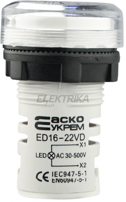 Вольтметр цифровий АСКО-УКРЕМ ED16-22 VD 30-500В АС білий (A0190010031)