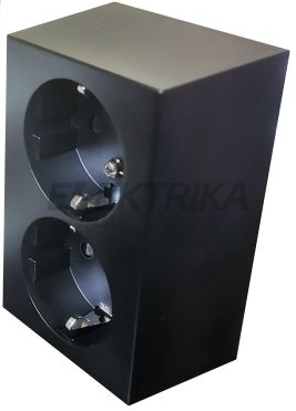 Розетка подвійна зовнішня компактна S55 Loft IP20, чорний мат (TGSZ2NZ/149/N)