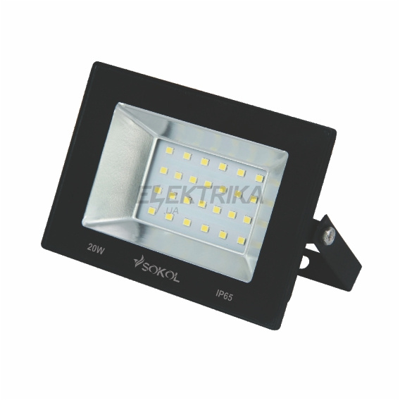 Прожектор LED-SLТ-20W SOKOL 220 1500lm 6500K алюмінієвий корпус, загартоване скло