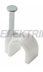 Скоба Lectris 8 мм для круглого кабелю із цвяхом біла 100 шт (03LCZBRDD08WH)