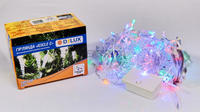 Гірлянда внутрішня DELUX ICICLE З 100LED 3,2 х0, 7m мульти/прозорий IP20 (90015254)