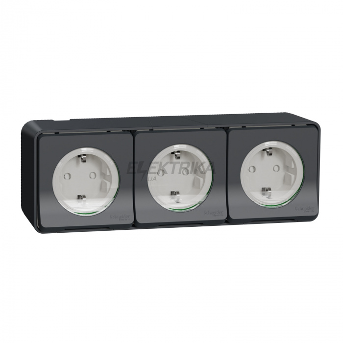 Розетка Schneider Electric Mureva Styl - socket-outlet - 16A - 2P + E - shutters - grey MUR36038
