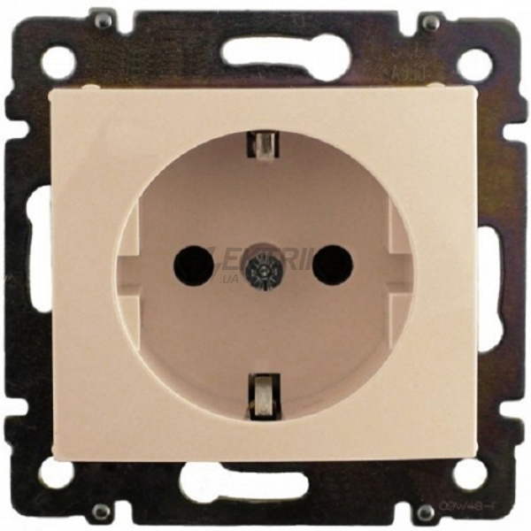 Силова розетка німецький стандарт 2К+3, гвинтові затискачі, слонова кістка, Valena