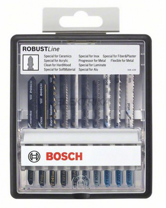 Набір із 10 пиляльних полотен Robust Line Top Expert, з T-подібним хвостовиком