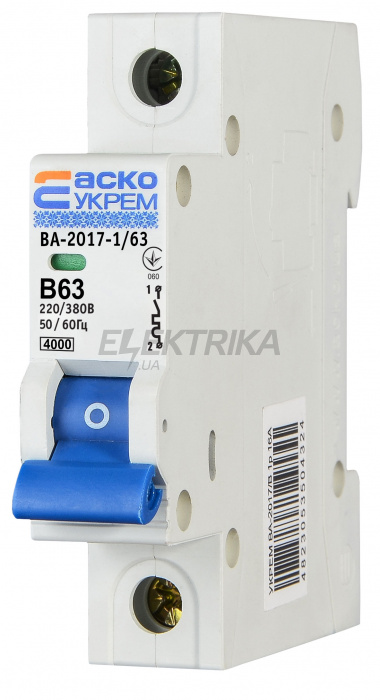 Автоматичний вимикач АСКО-УКРЕМ ВА-2017/B 1р 63А (A0010170057)