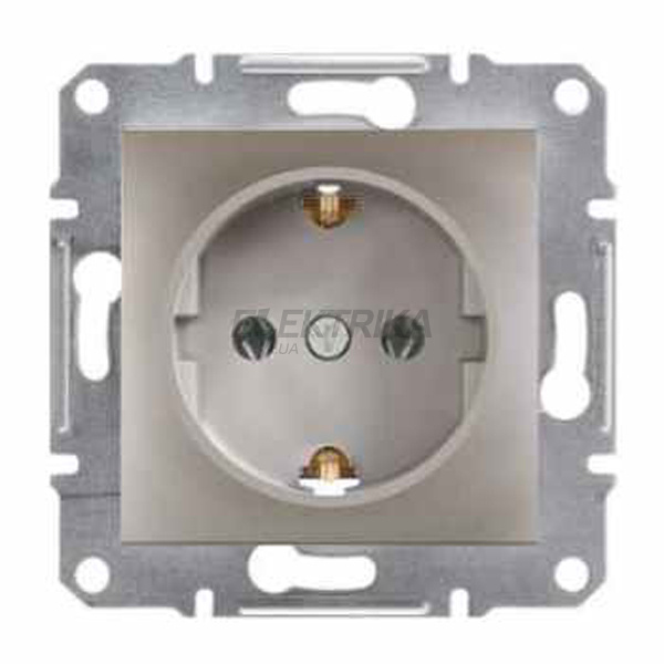 Розетка Schneider Electric Asfora із заземленням, шторки бронза (EPH2900269)