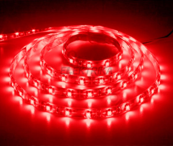 Стрічка світлодіодна LS604/LED-RL 60SMD(3528)/m 4.8W/m 12V 5m-8-0.22mm червоний на білому IP65 (блістер)