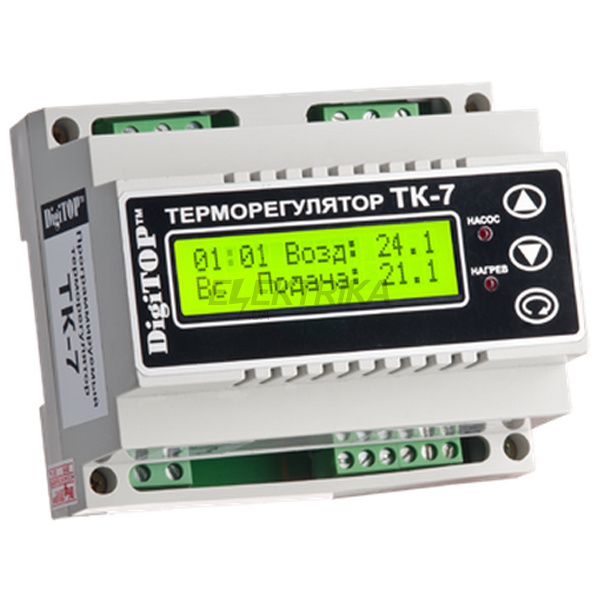 Терморегулятор ТК-7 (триканальний з тижневим програматором, датчик DS18B20) DIN