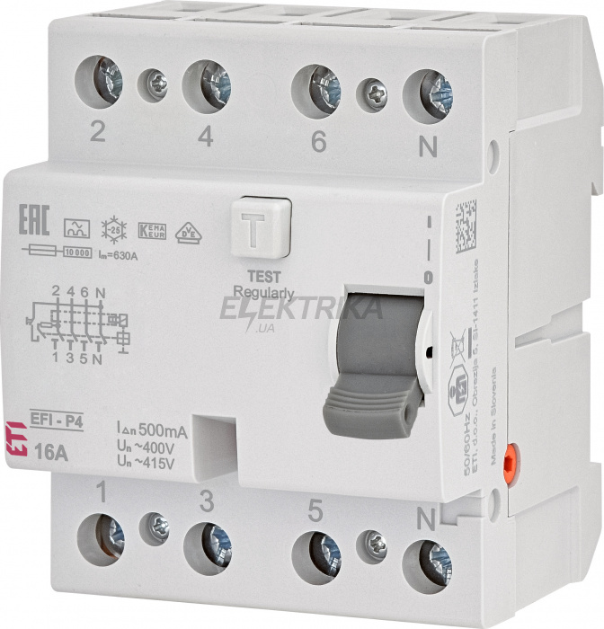Дифф.реле (ПЗВ) ETI EFI-P4 A 16/0.5 002061540