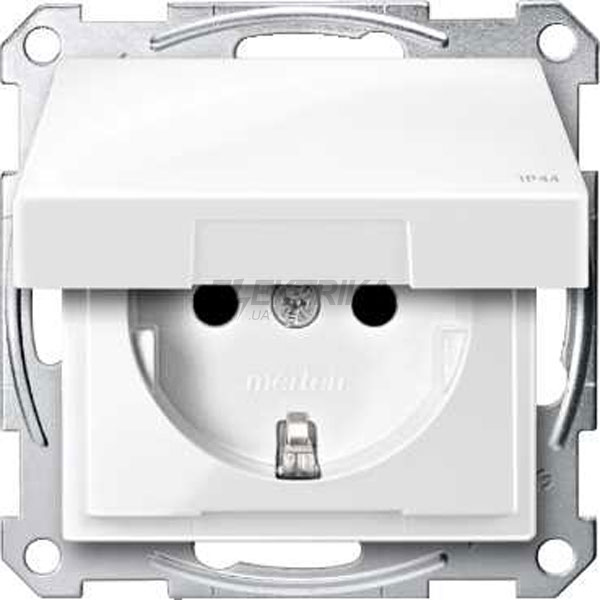 Механізм розетки SCHUKO з кришкою, IP44, полярно-білий
