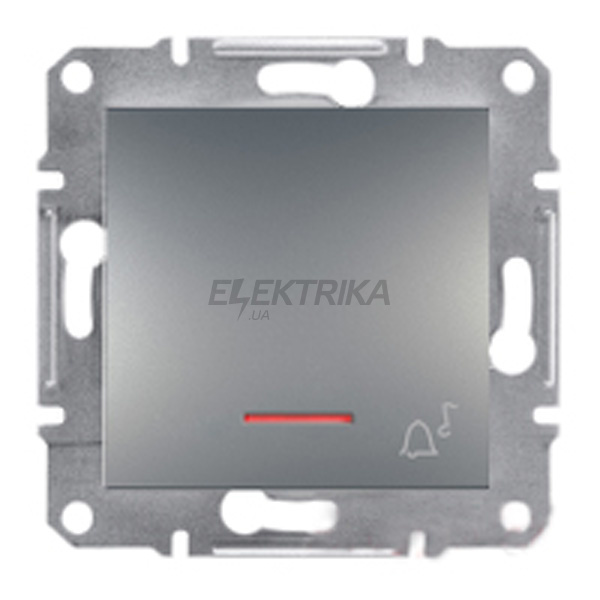 Вимикач "Дзвінок" кнопковий Schneider Electric Asfora з підсвічуванням сталь (EPH1700162)