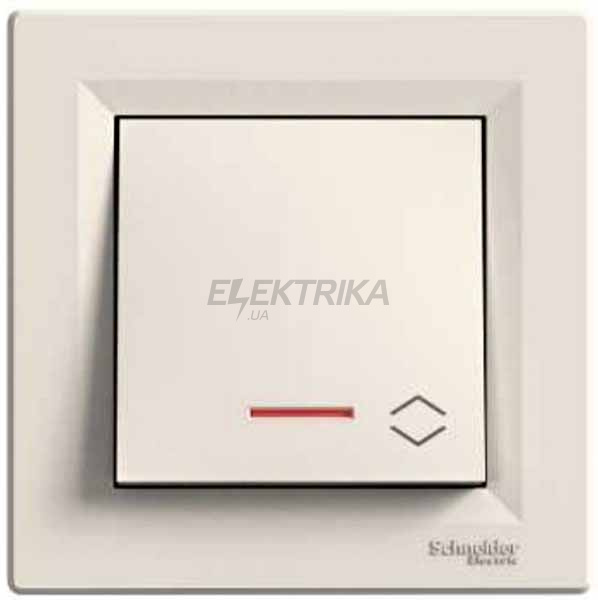 Перемикач прохідний одноклавішний Schneider Electric Asfora з підсвічуванням кремовий (EPH1500123)
