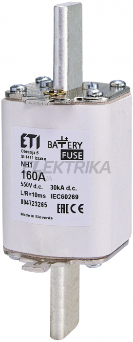 Плавка вставка запобіжник ETI M1 bat/160A/550V DC 004723265