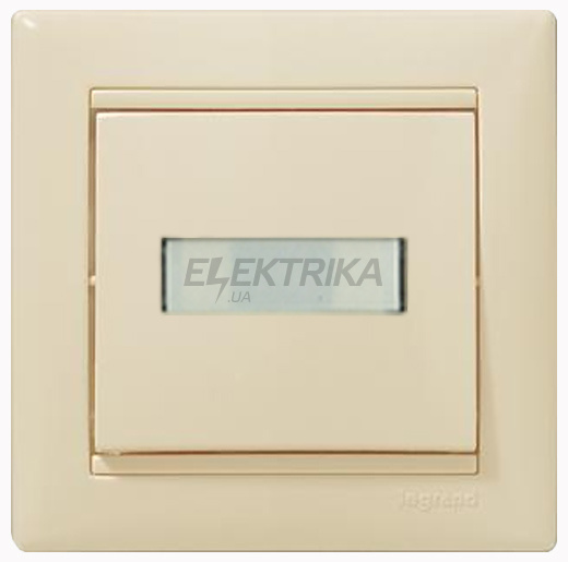 Вимикач без фіксації з підсвічуванням з тримачем етикетки, 1-клавішний, слонова кістка, Valena
