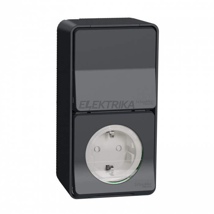 Вимикач та розетка Schneider Electric Mureva Styl - outlet sideE + 2-way switch - grey MUR36024