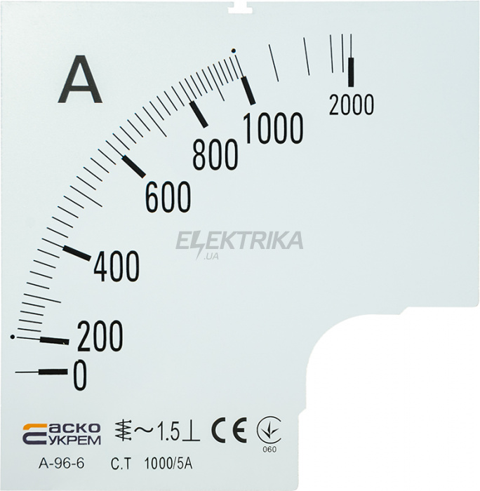 Шкала для амперметра А-96-6 АСКО-УКРЕМ 1000/5А (A0190010089)
