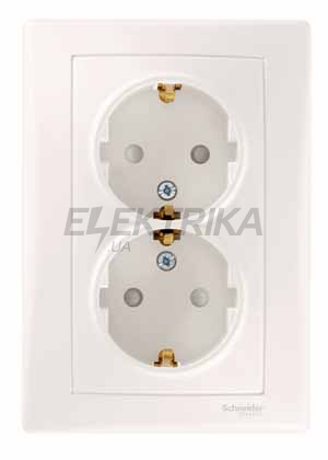 Розетка подвійна із заземленням та захисними шторками Schneider Electric Sedna слонова кістка (SDN3000423)