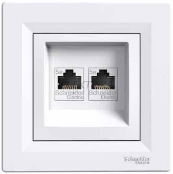 Розетка комп'ютерна подвійна RJ45 Schneider Electric Asfora категорія 6 UTP білий (EPH4800121)