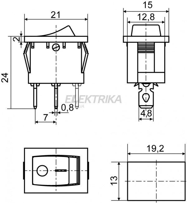 Перемикач одноклавішний з підсвічуванням АСКО-УКРЕМ KCD1-2-101N GR/B зелений (A0140040054)