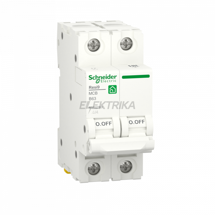 Автоматичний вимикач Schneider Electric RESI9 6kA 2P 63A R9F02263