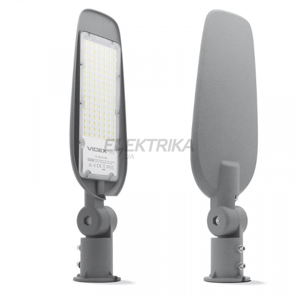 LED ліхтар вуличний VIDEX (поворотний) 50W 5000K Сірий (VL-SLе14-505)