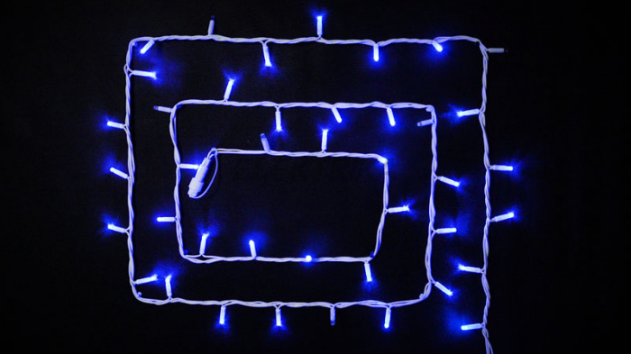 Гірлянда зовнішня DELUX STRING 100LED 10m (2*5m) синій/білий IP44 EN (90016604)