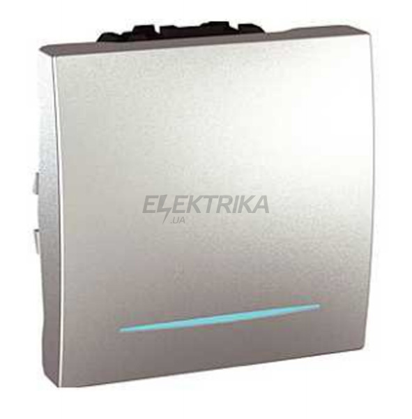 Перемикач 1-клавішний (СХ6) з підсвічуванням 16А, 2М, алюміній
