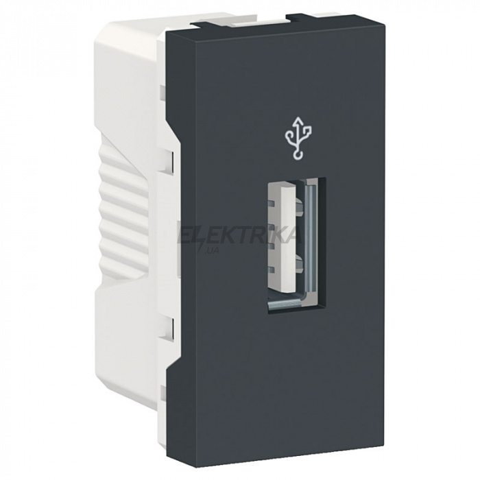 Розетка USB Schneider Unica New 1 модуль антрацит (NU342954)
