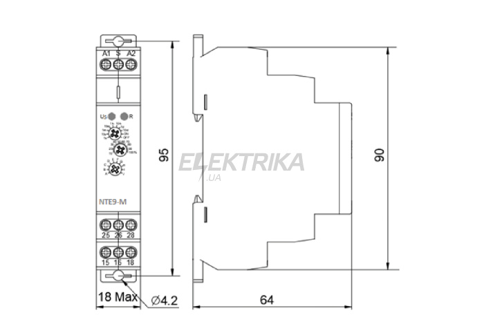 Реле часу багатофункціональне NTE9-M2 AC/DC 12-240V (A0010240006)
