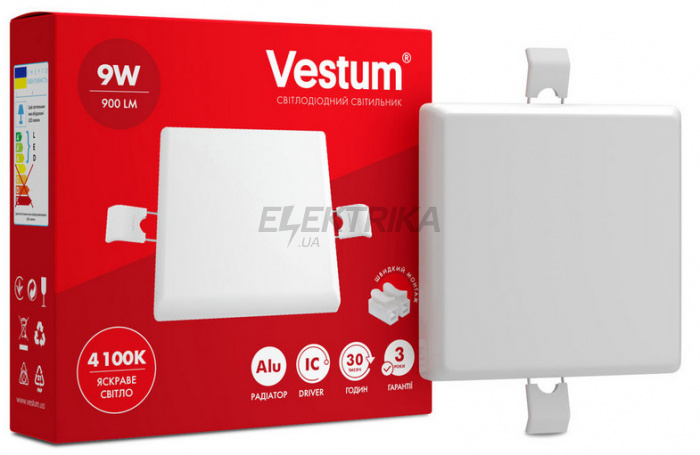 Світильник квадратний без рамки Vestum LED 9W 4100K 220V (1-VS-5602)