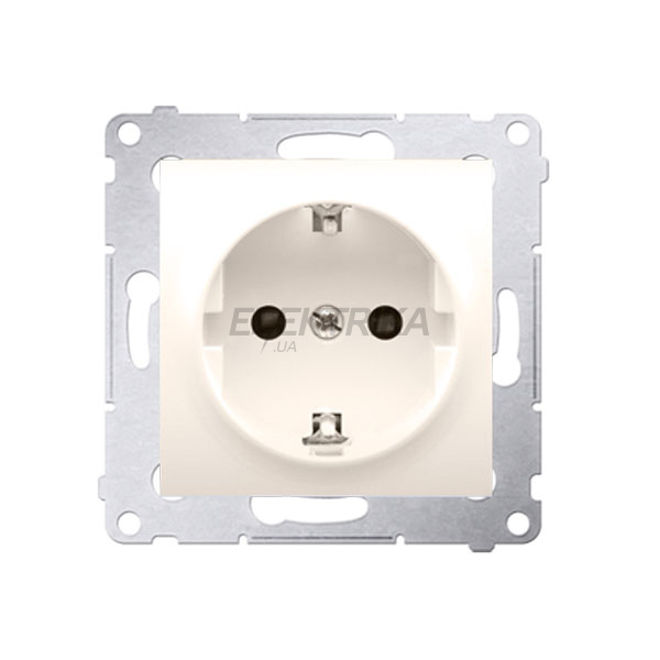 Розетка Schuko із захисними шторками Simon 54, швидкий монтаж, кремовий