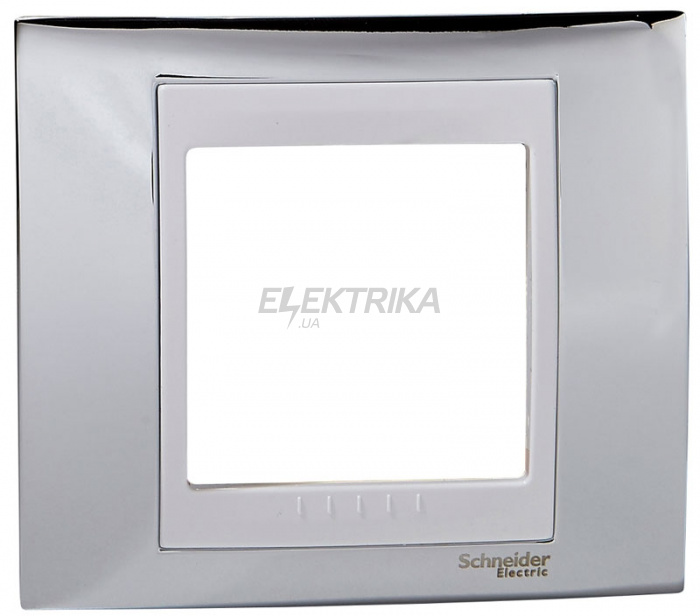 Рамка 1 пост Schneider Electric Unica блискучий хром/білий (MGU66.002.810)