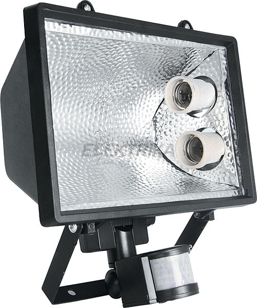 Прожектор з датчиком руху e.save.light.2e27move.1000.black під енергозберігаючу лампу, 2 патрони Е27, чорний E.NEXT