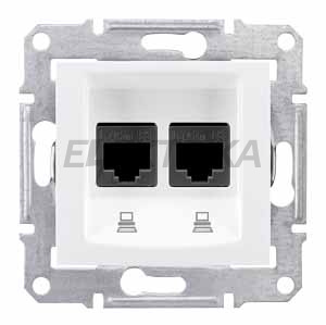 Комп'ютерна розетка подвійна RJ45 кат.6 STP Schneider Electric Sedna білий (SDN5000121)