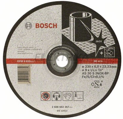 Обдирне коло, вигнуте, по нержавіючій сталі AS 30 S INOX BF, 115 мм, 22,23 мм, 6 мм