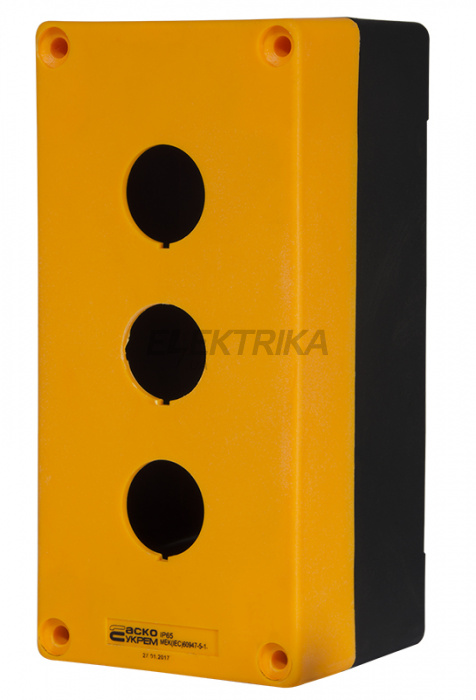 Корпус посту тримісний АСКО-УКРЕМ HJ9-3 жовтий (A0140020038)