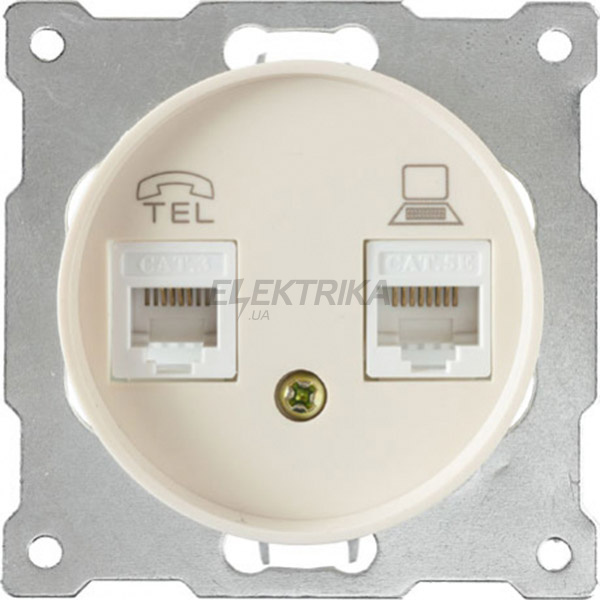 Розетка телевізійна/комп'ютерна RJ11/RJ45 кат.5e Florence, бежева